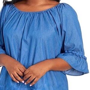 Chambray off the shoulder blouse